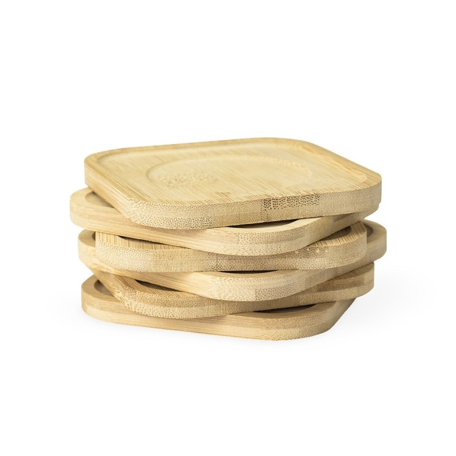 Kit Porta Copos Bambu com 6 Peças Personalizado