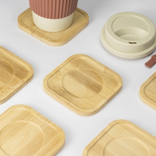 Kit Porta Copos Bambu com 6 Peças Personalizado