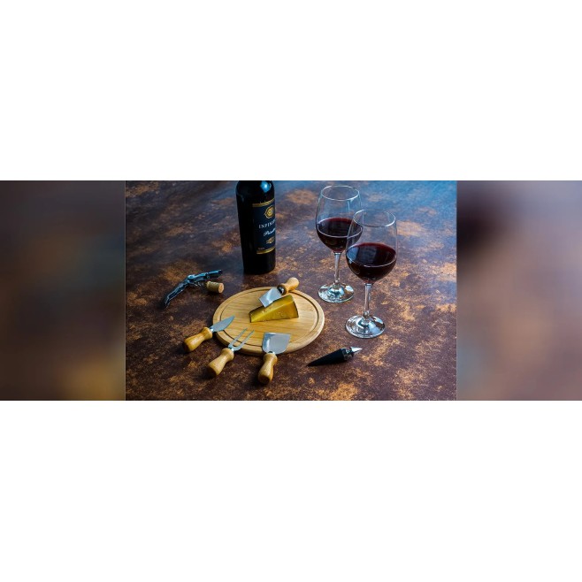 Kit Queijo e Vinho Com Espaço Para Garrafa 9 Peças com Logo 